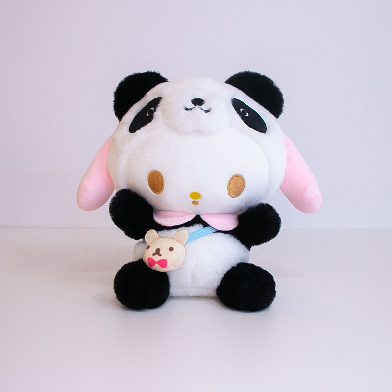 Sanrios My Melody Kuromi Hello KT Plush Transform Into Panda Pillow Plush 8 Inch Plushies Claw Machine Arcade Plush Toys Doll