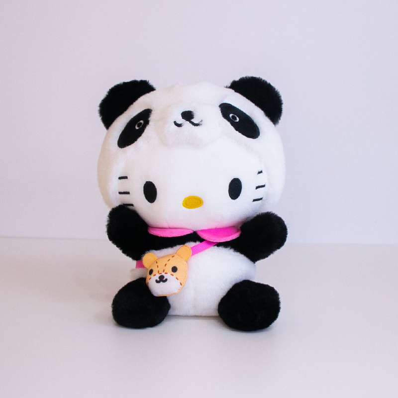 Sanrios My Melody Kuromi Hello KT Plush Transform Into Panda Pillow Plush 8 Inch Plushies Claw Machine Arcade Plush Toys Doll