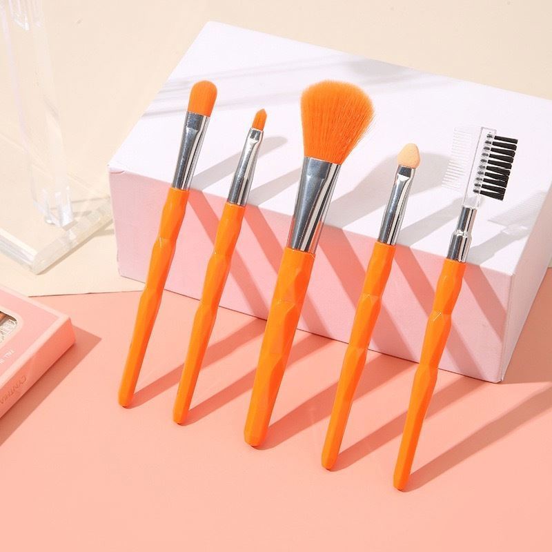 5 pcs colorful makeup brush set 5 colours mix in one carton makeup brush set factory direct sale