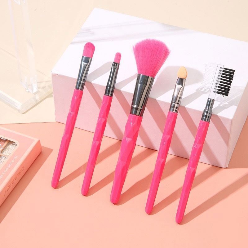 5 pcs colorful makeup brush set 5 colours mix in one carton makeup brush set factory direct sale