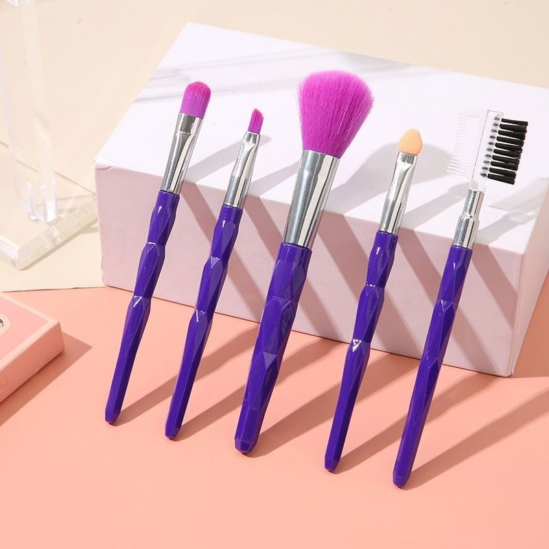 5 pcs colorful makeup brush set 5 colours mix in one carton makeup brush set factory direct sale