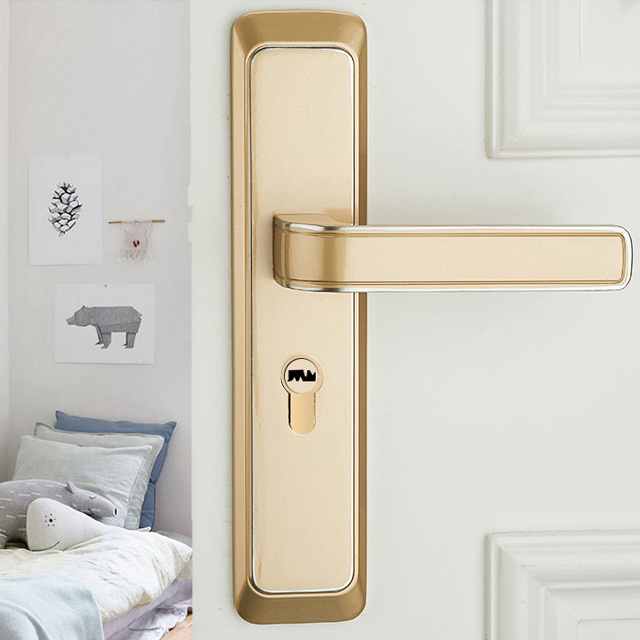 Good Quality Modern Simple Security Anti-Theft Wooden Door Handle Set Lock for Interior Door