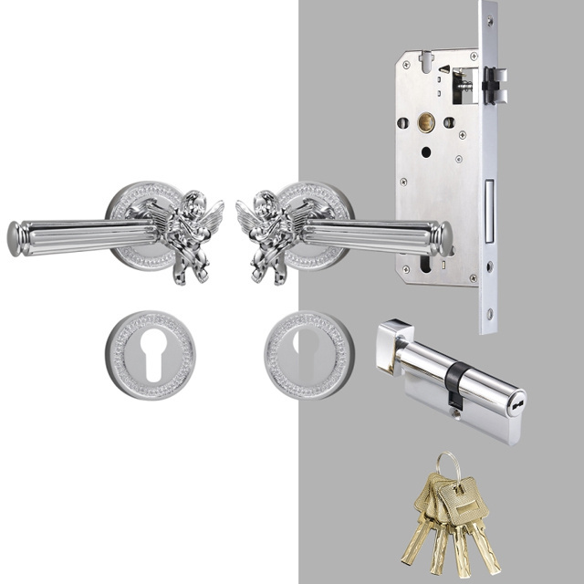 Wholesale Luxury French White Lever Door Handle Set Security Grip Lock Handles for Interior Home Doors