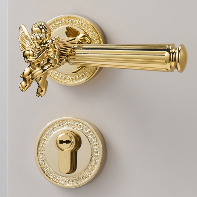 Wholesale Luxury French White Lever Door Handle Set Security Grip Lock Handles for Interior Home Doors