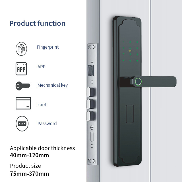 Smart Security Hub Door Lock Memory Card Bluetooth Cabinet Lock Glass Door Fingerprint Lock Aluminum Alloy English 40-120mm IP52