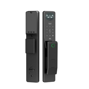 App-integrated Security Smart Door Lock Black Memory Card Bluetooth Lock Fingerprint Glass Aluminum Alloy English IP52 40-120mm