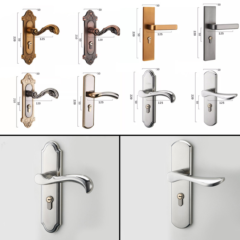 Factory Direct Sales Simple Design Modern Zinc Alloy Door Handle Wooden Door Lock with Key