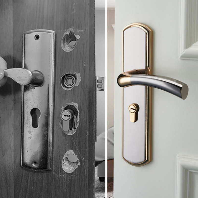 Factory Direct Sales Simple Design Modern Zinc Alloy Door Handle Wooden Door Lock with Key