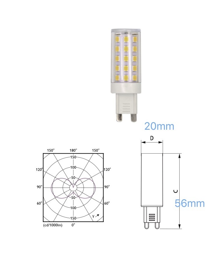 AC220-240V 4W 500lm 4000K  3duan  dimmable mini intertek lighting dimmable g9 led bulb 2700k for home