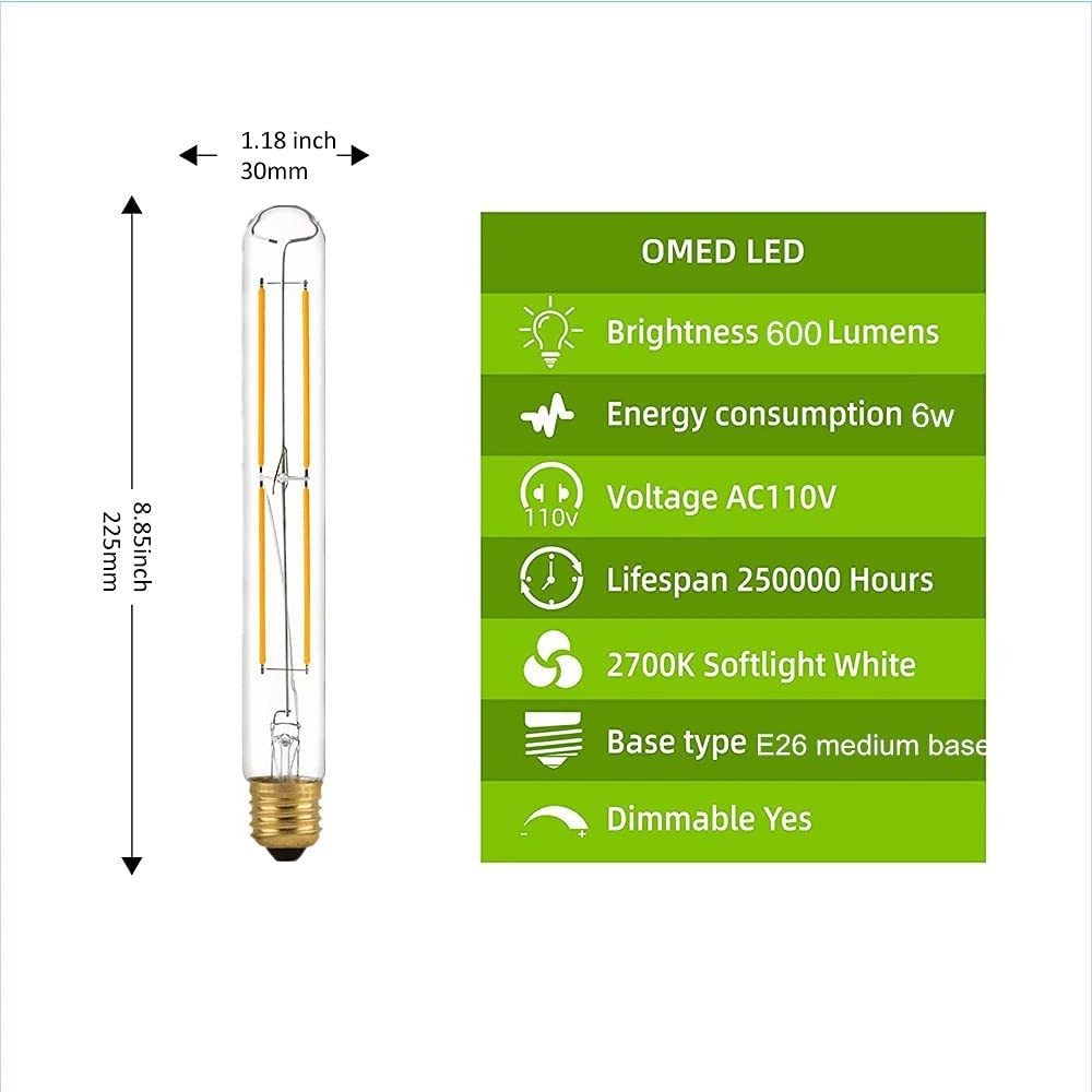 Decorative Factory Wholesale 2w/4w/6w/8w/10w/12w T-Series Clear Opal Amber Dimmable  T9 LED Filament Bulb