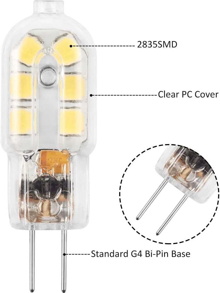 Energy Saving Dimmable AC220-240V DC12V 1.5W/1.8W/2W/2.3W/2.5W/3W/4W No Flicker G4 Series LED SMD Bulbs