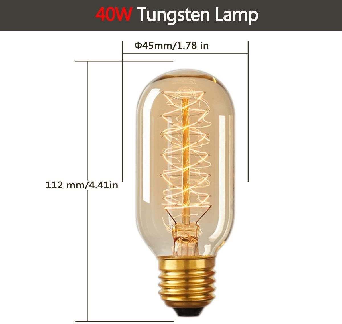 High Brightness Vintage 40W/60W E26/E27 Antique Tubular Style Incandescent Bulb T45 A60 ST19 ST58 ST64 Decorative Edison Bulb