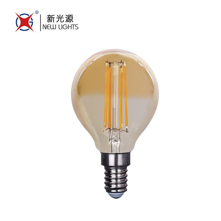 China Best Selling 2W 4W 5W 75mm Dimmable Warm White Glass wholesale E12 E14 E26 E27 B15d B22d Amber G45 LED Filament Bulb