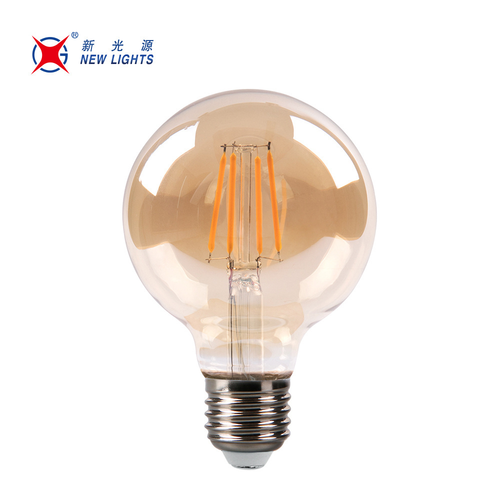 Chinese Factory Supplier 4W 6W 8W 10W 12W 15W Glass E26 E27 B22d Amber CCT Dimmable G80 LED edison Filament Bulb