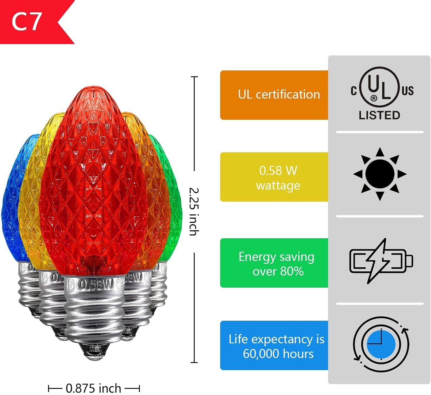 Christmas Holiday Decorative China Factory 0.8W E12/E14 LED PC/Glass C7 Lights Bulb for Outdoor String Lights