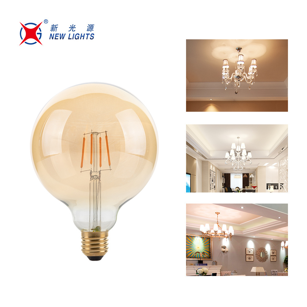 China Factory Supplier 4W 6W 8W 10W 12W 15W 3500K 6000K Glass E26 E27 B22d CCT Amber Dimmable G125 LED edison Bulb Filament Bulb