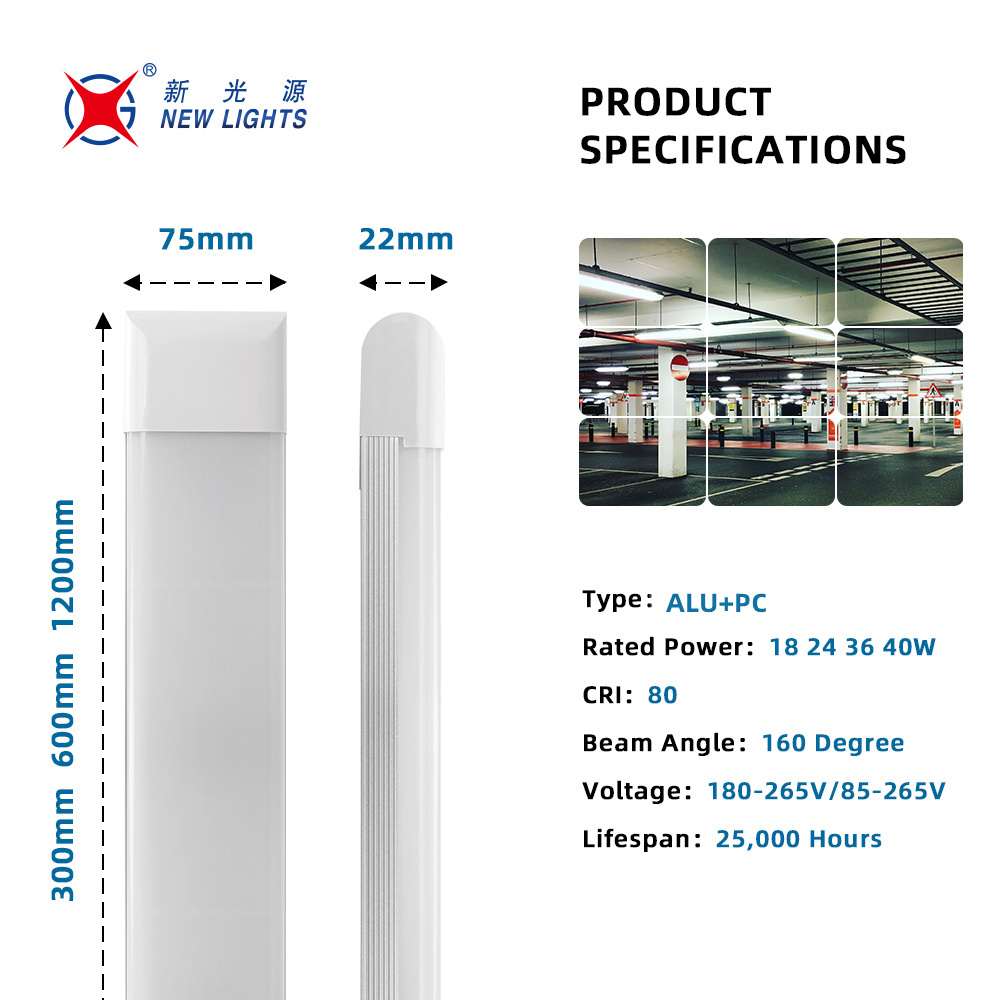 China Factory Manufacturer 18W 24W 36W 40W 6500K 8000K CCT SMD2835 ALU PC LED Purification Lamps LED Linear Fixture