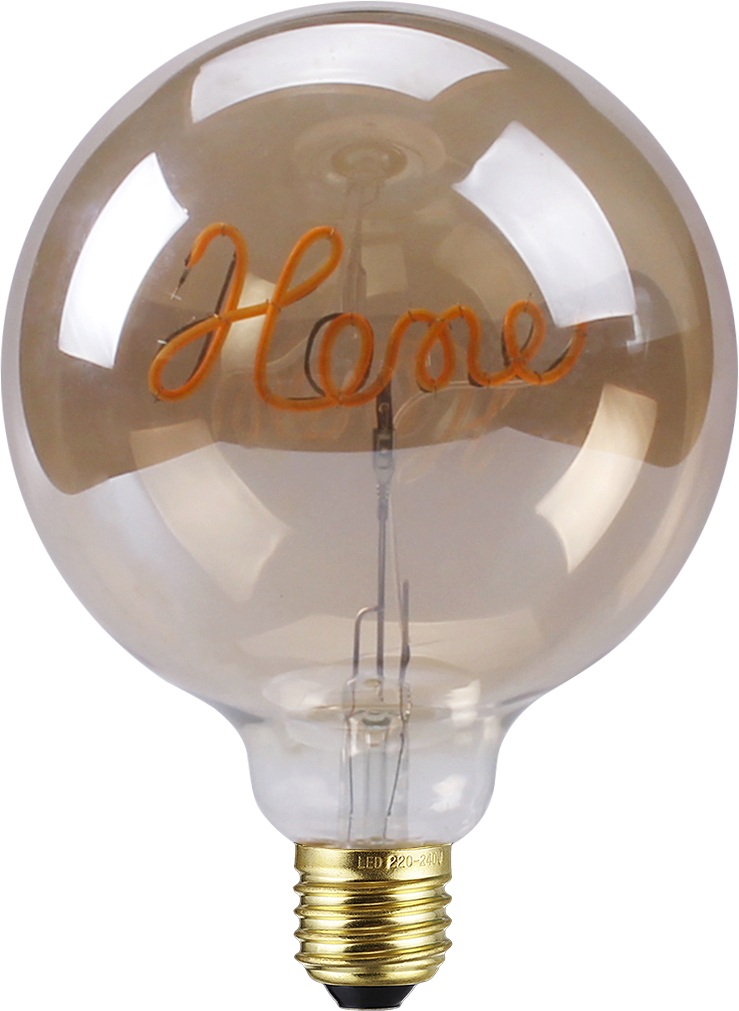 China Factory Decorative 4W  Glass E26 E27 B22d  1800K 2200K 300lm Grey Dimmable G125 Clear Letter Bulb LED Filament Bulb