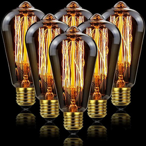 Vintage Edison Bulb Factory Good Price ST64 E26 E27 B22 Clear Amber 40W 60W Squirrel Cage Spiral Decorative Bulb