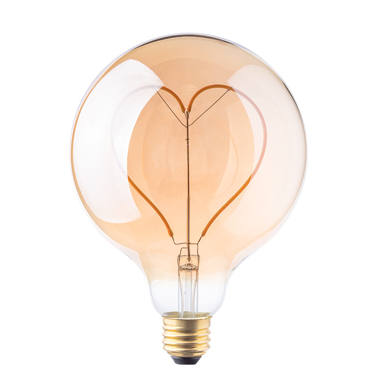 High Quality Heart Base 4W Glass E26 E27 B22d Clear Amber G Series Dimmable LED Decorative Filament Bulb