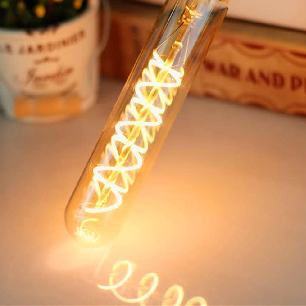 Wholesale 4W Glass Amber T9 T30 E26 E27 85-265V Dimmable Decorative Soft LED Flexible Filament Vertical Spiral