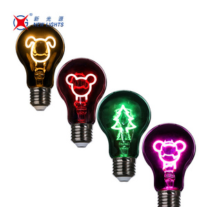 Customized Dog Heart Star 4W  1800-2200k Glass E26 E27 B22d Clear Dimmable A19 A60 Cartoon Bulb LED Filament Bulb