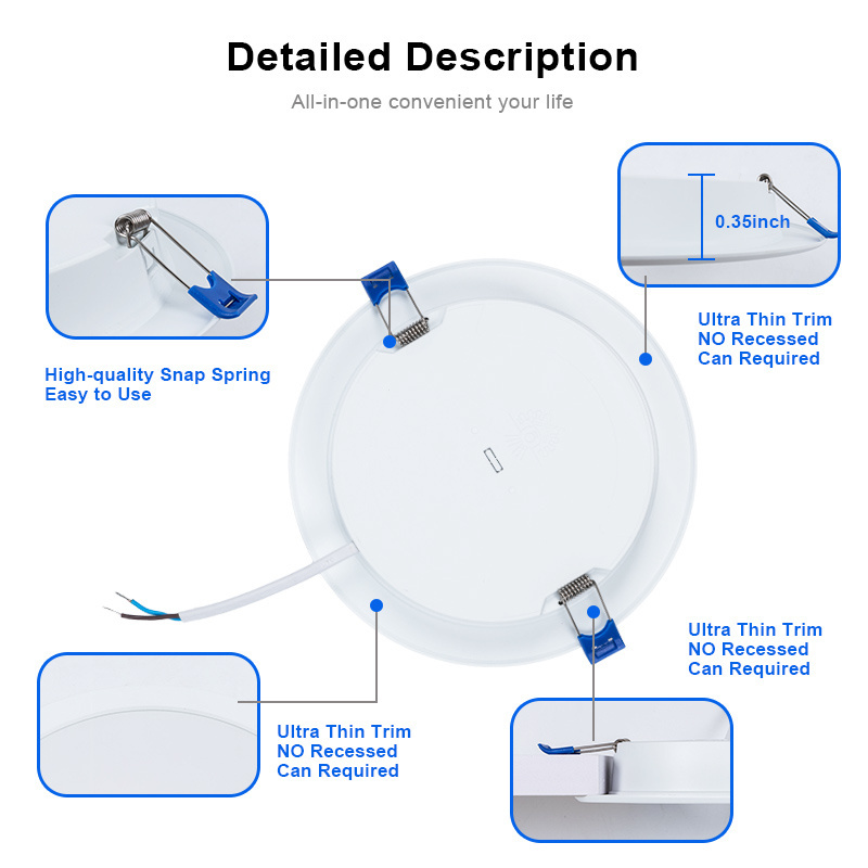 Backlit Emission Recessed Clips 3W 6W 9W 12W 24W 2.5 inch 4 inch 6 inch 8 inch LED Small Spring Panel Light