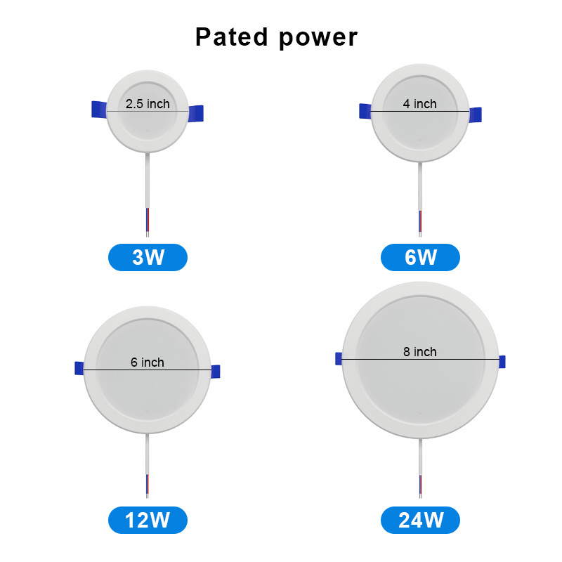 Backlit Emission Recessed Clips 3W 6W 9W 12W 24W 2.5 inch 4 inch 6 inch 8 inch LED Small Spring Panel Light