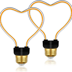 Decorative LED Heart Shaped Edison Bulbs Shatterproof Curved LED Filament RGB E26 E27 Medium Base