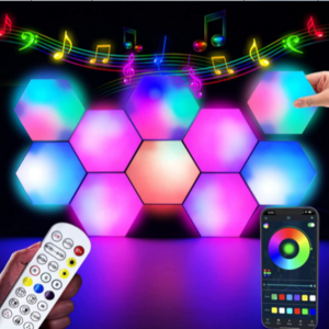 LED Panel - Smart APP RGB Hexagonal Modular Gaming Light Music with Sync Honeycomb Shape Panels Hexagon Lights for Bedroom