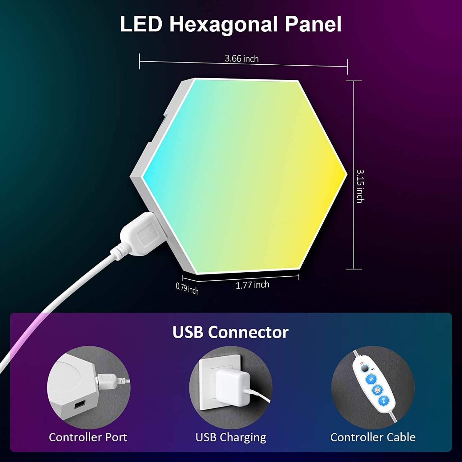 LED Panel - Smart APP RGB Hexagonal Modular Gaming Light Music with Sync Honeycomb Shape Panels Hexagon Lights for Bedroom