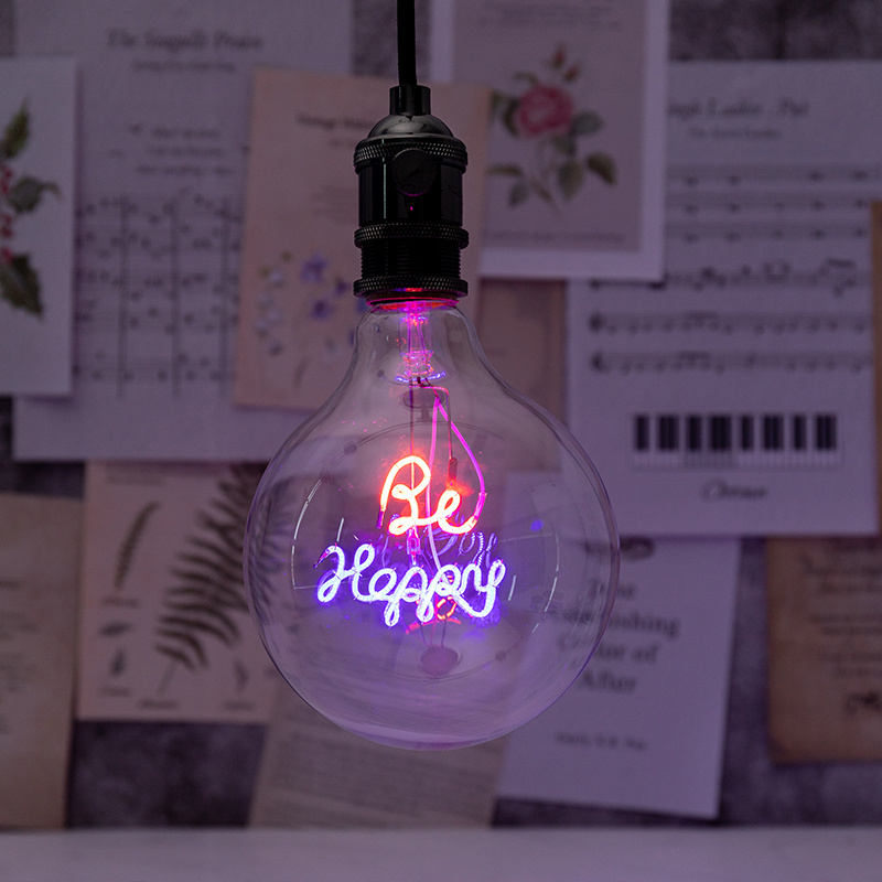 Wedding Decoration Lighting E26/E27 Base A60 G125 Clear Amber Bulb DIY Letter Cartoon Love Bulb LED Filament Bulb