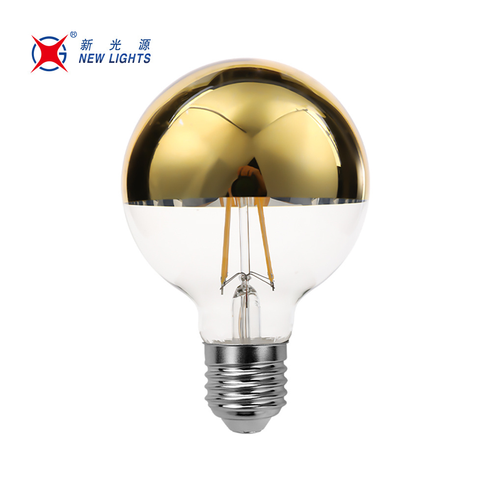 Half Sliver Rose Golden 4W 6W 8W 10W 12W Glass E26 E27 B22d Reflector CCT Dimmable G Series LED Filament Bulb