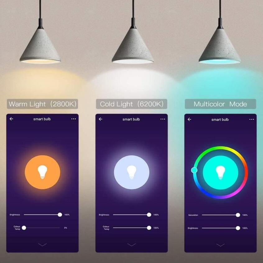 Alexa Google Home Voice APP Control Tuya Dimmable 9 Watt 12 Watt 15 Watt A60 A19 E26 E27 B22 RGB Colorful Smart Led Light Bulb