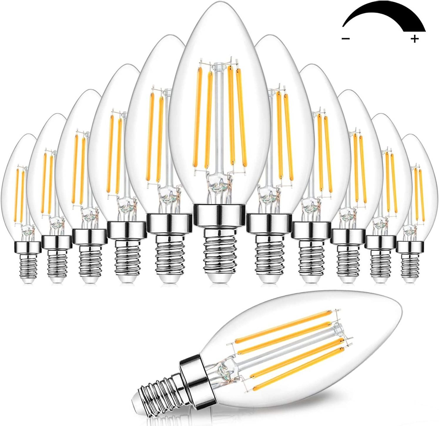 E12 E14 E26 E27 C35 C35T B11 2W 4W 5W 6W Clear Amber Glass Vintage Dimmable Candle Light LED Candelabra Bulbs for Chandelier