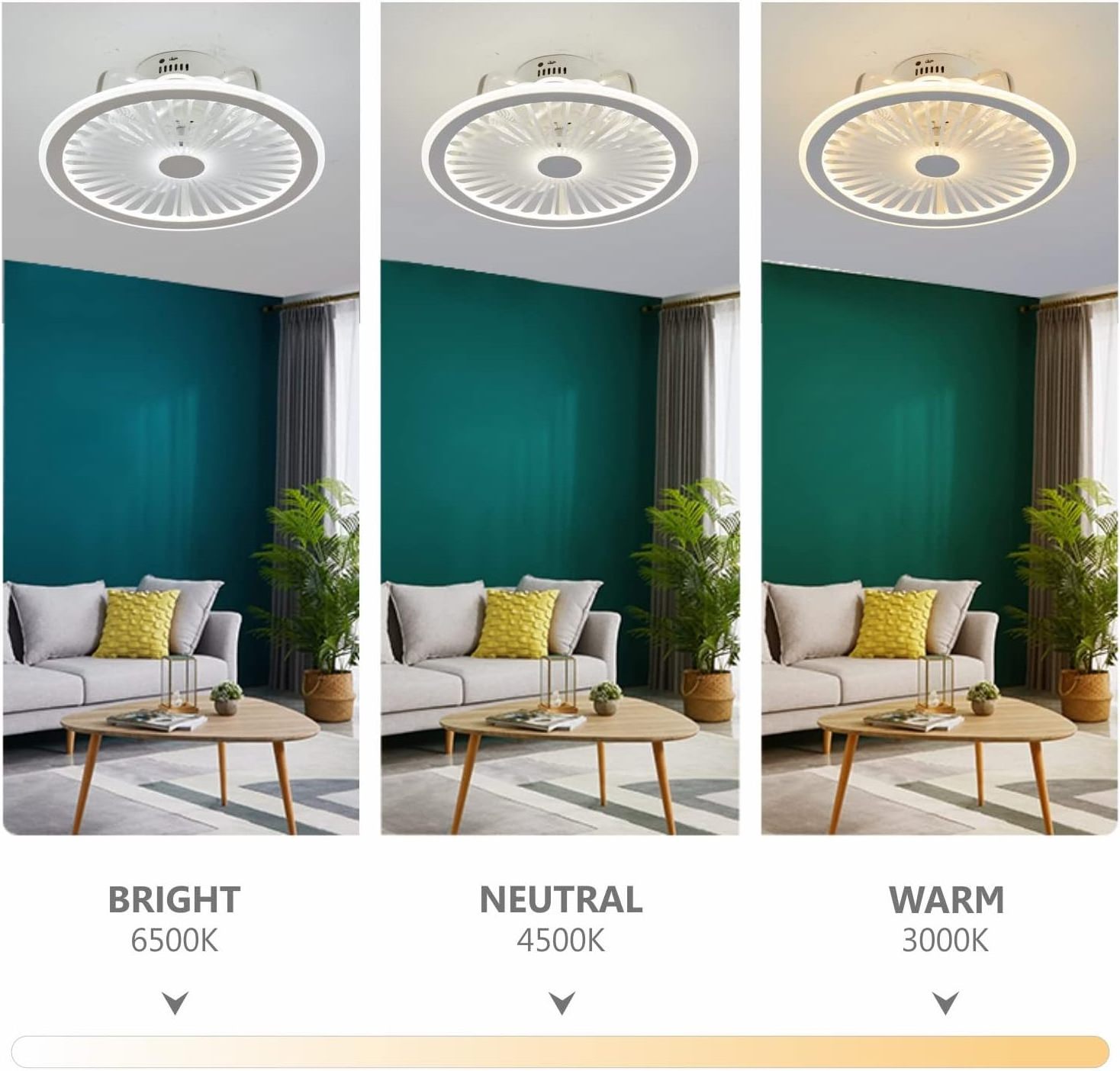 Flush Mount Ceiling Fans with Lights Low Profile Ceiling Fan with Remote/APP Control Modern Ceiling Fan Light