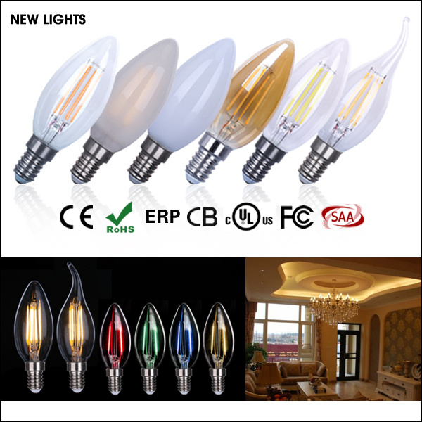 Candle Light 2W 4W 5W E12 E14 B22 E26 E27 Dimmable C35 LED Filament Bulb Candelabra LED Bulbs with Fixture