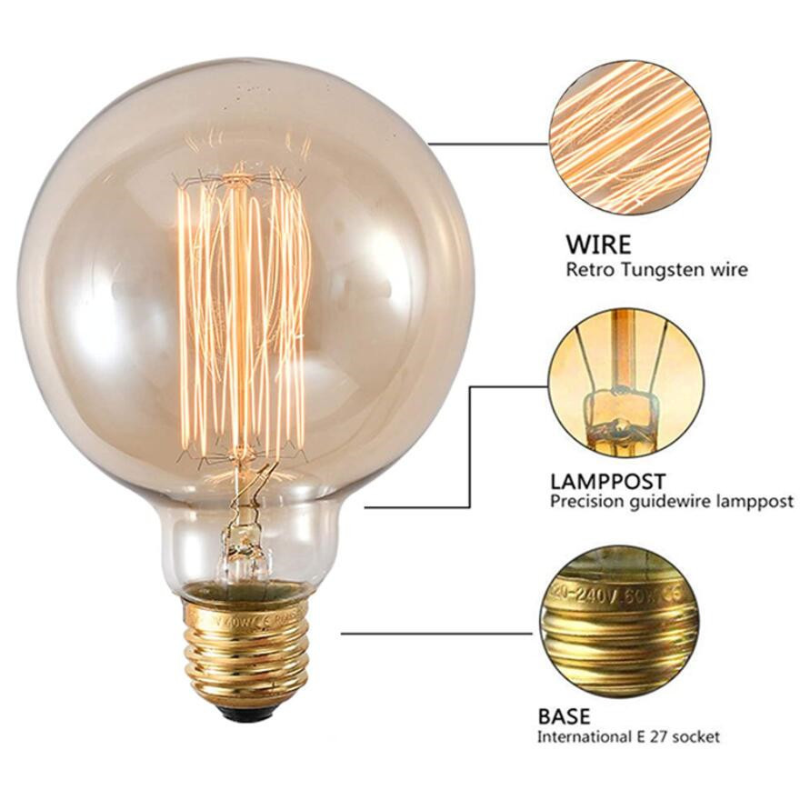 Factory Price E26 E27 G80 G95 G125 40W 60W Antique Vintage Squirrel Cage Dimmable Incandescent Edison Indoor Lights