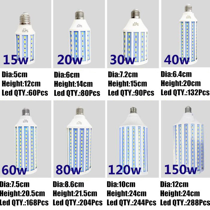 Super Bright 15W 20W 30W 40W 60W 80W 120W 150W E14 E27 E40 B22 China Led Corn Light Bulb