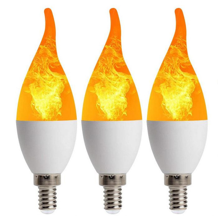 3W E12 Flicker Flame Candle Led Grow Light Led Candelabra Light Bulb , 12V 5W Led Fire Bulb E12