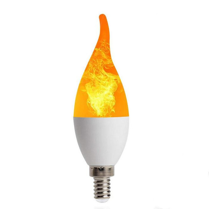 3W E12 Flicker Flame Candle Led Grow Light Led Candelabra Light Bulb , 12V 5W Led Fire Bulb E12