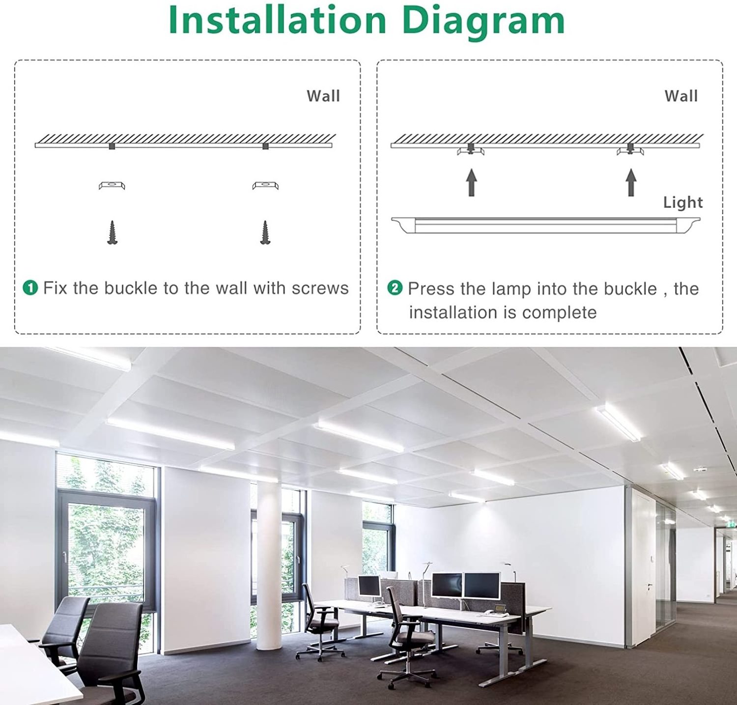 China Factory High lumen 9W-100W 2ft 3ft 4ft 5ft LED Linear Fixture LED Purification Lamps LED Batten Light