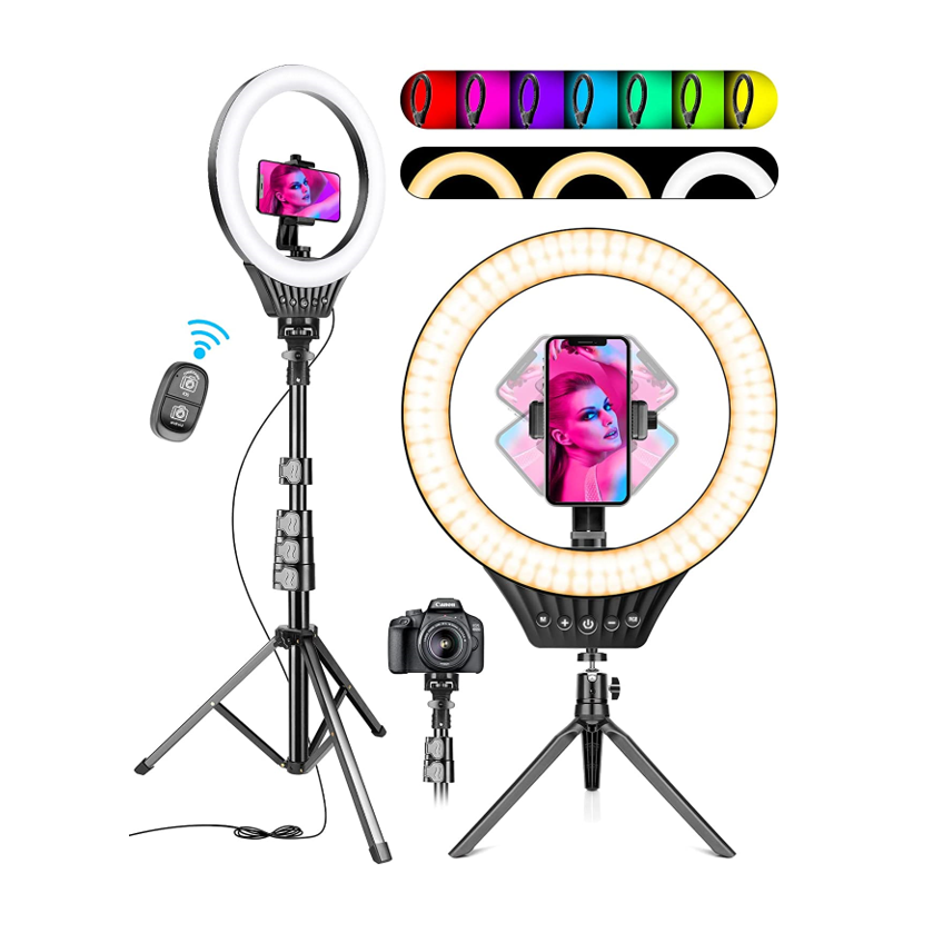 Ring Light with Tripod Stand and Phone Holder RGB Selfie Ring Light with 59