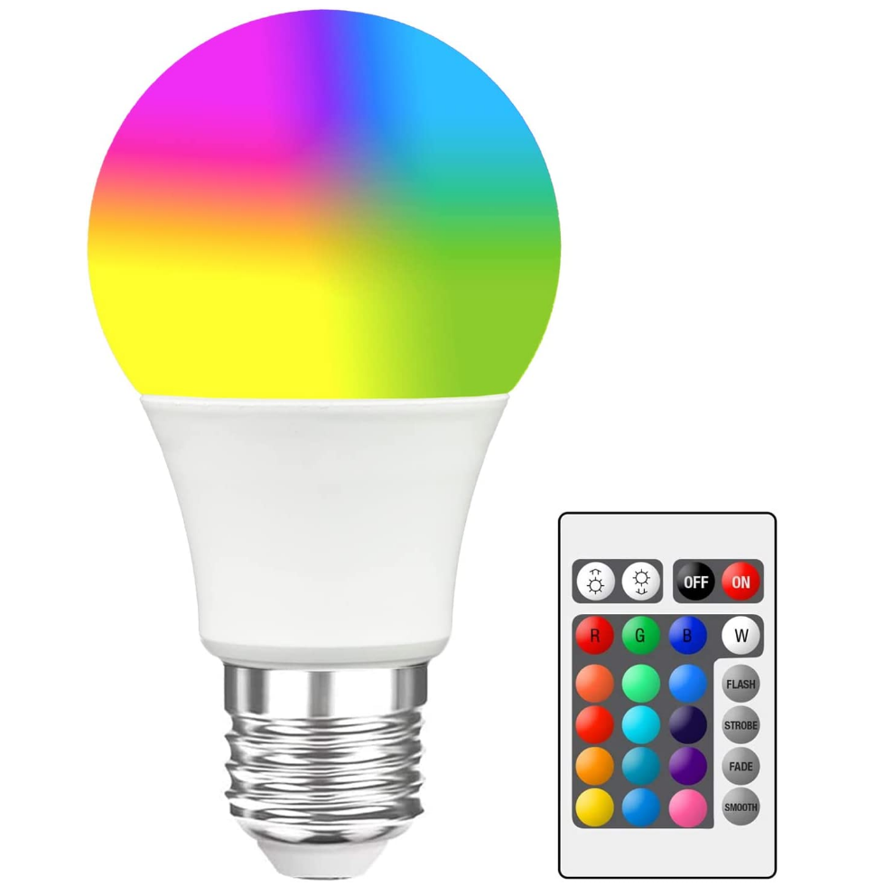 LED Smart Bulb RGBW Color Changing Remote Control A60 Ra80 E27 10W 16 Colors SMD 5054 2835 Dimmable Indoor