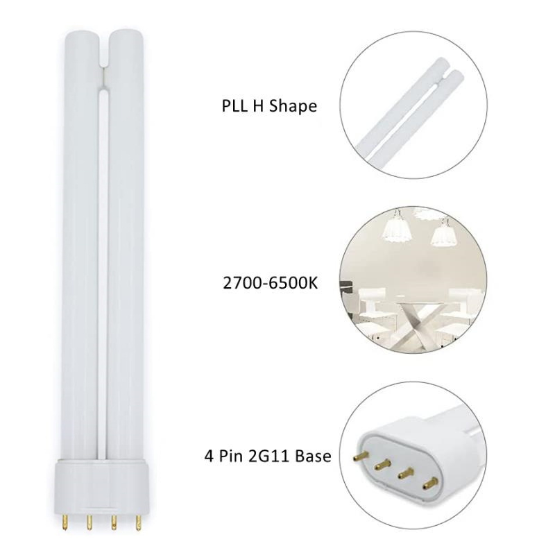 865 PL-L 4 Pins H-Shape Fluorescent Tube 2700k-6500k 18W 24W 36W 2G11 Lamp Ra80