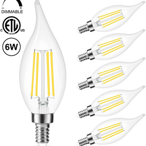 US Market Amber Clear 110V 220V Dimmable C35 C35T C37 B11 B10 E12 E14 2W 4W 5W Edison Filament Candle Bulbs Candle Lights