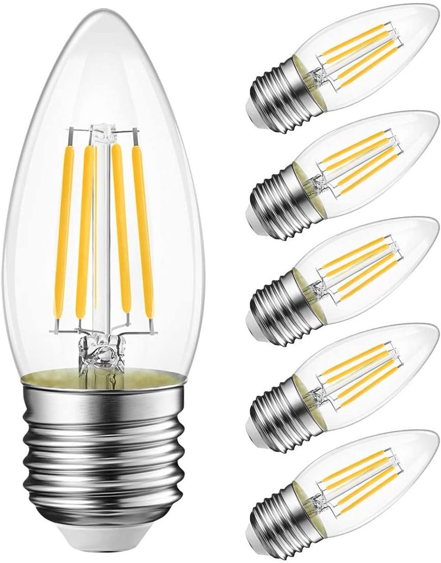 US EU Market Amber Clear B10 E12 E14 E26 E27 110v 220v 2w 4w 5w C35 C37 Dimmable Candle Light Bulb B11 LED Filament Bulb