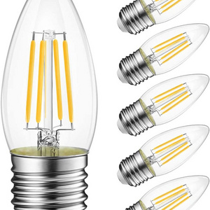 US EU Market Amber Clear B10 E12 E14 E26 E27 110v 220v 2w 4w 5w C35 C37 Dimmable Candle Light Bulb B11 LED Filament Bulb