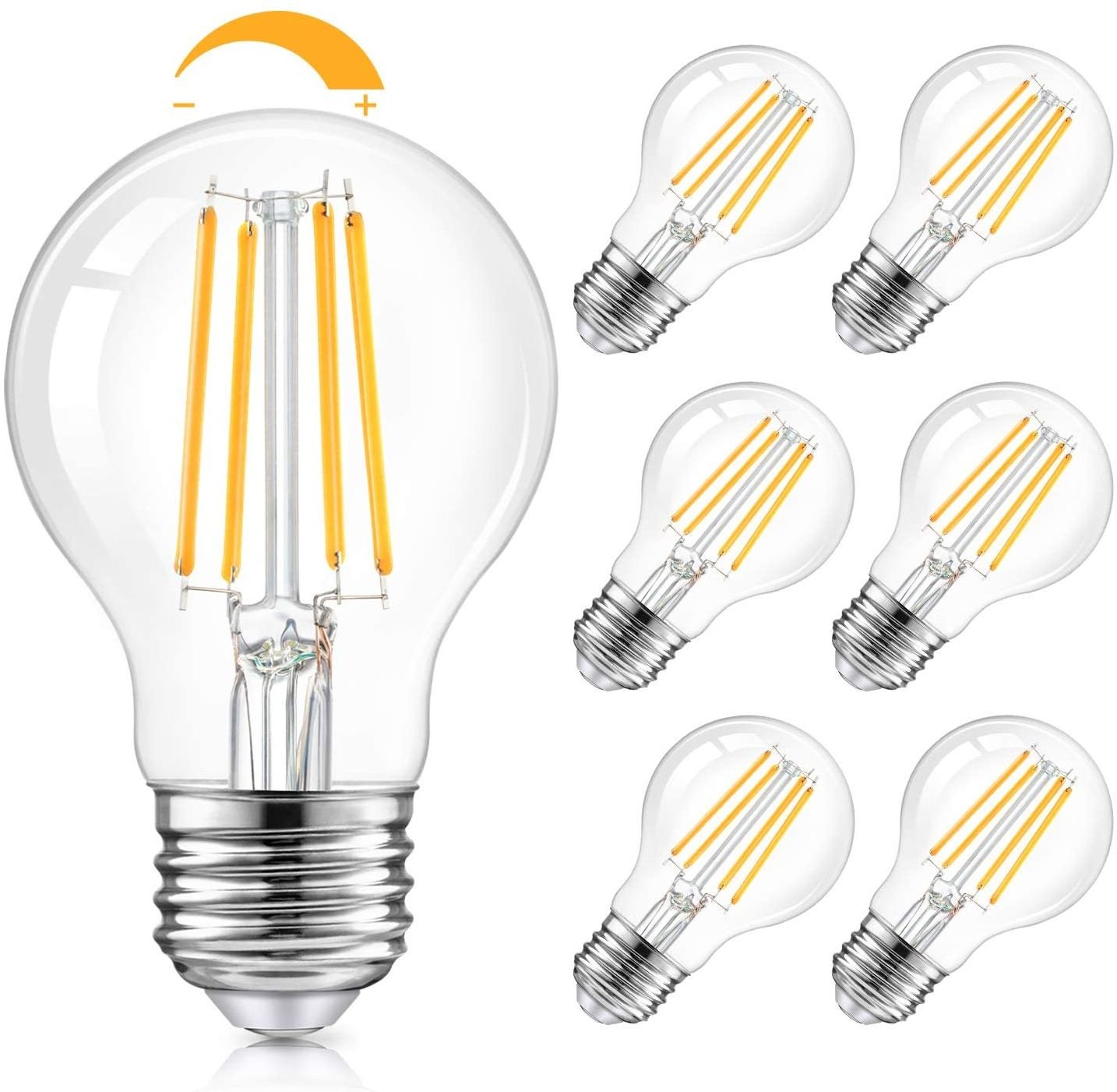 Vintage 100W Equivalent Vintage E26 E27 B22 Edison Bulbs 4W 8W 10W  Dimmable LED A60 A19 Clear Amber Antique LED Filament Bulb