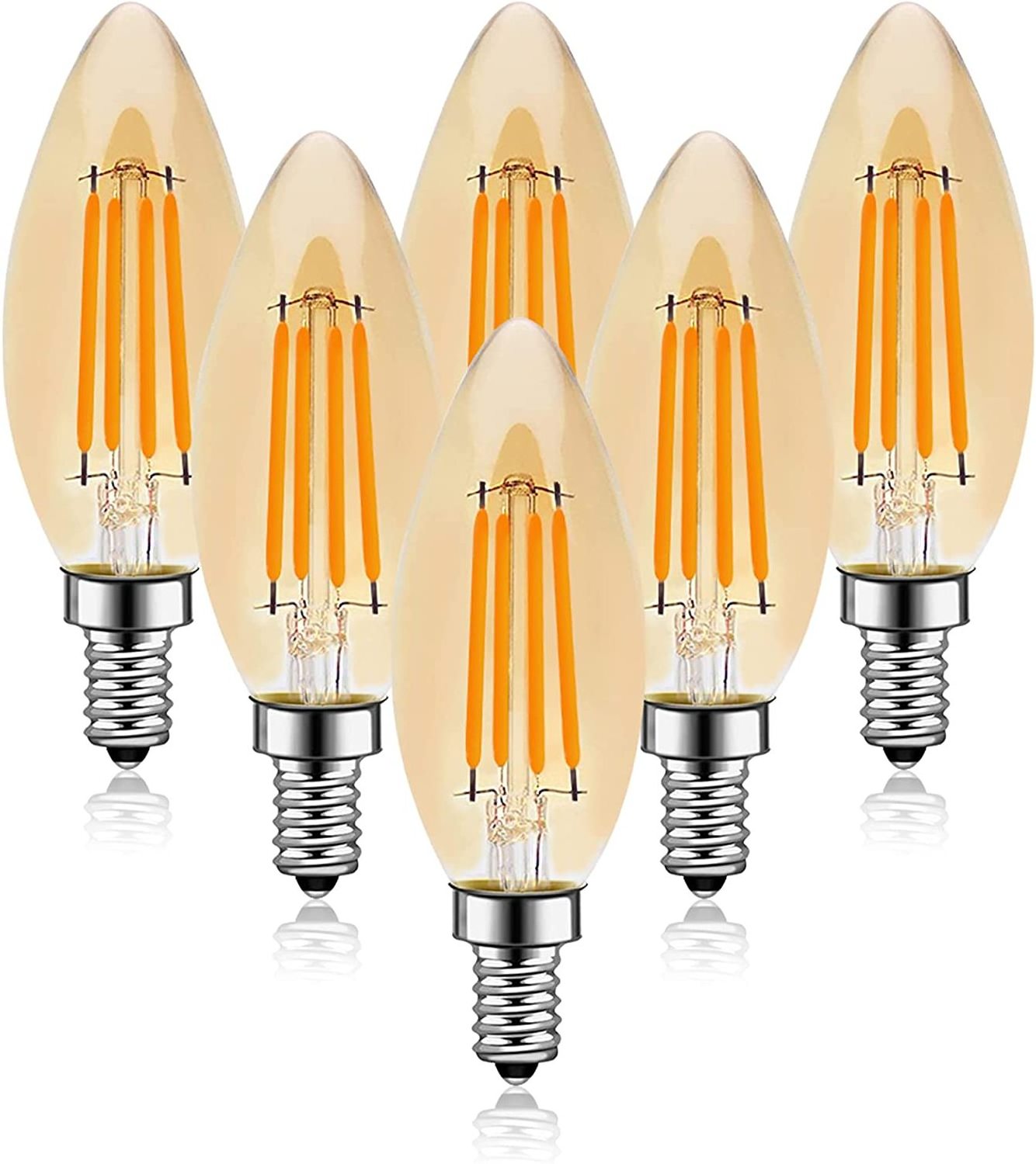 Factory Vintage Candelabra Bulb 2W 4W 5W Dimmable Amber C35 C35T C37 B11 B10 E12 E14 C35 4W Retro LED Filament Candle Bulb